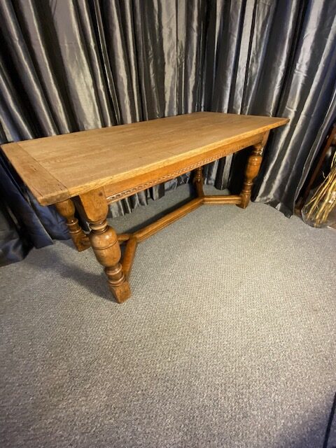 Solid Oak Bleached Top Dining Table - Image 3